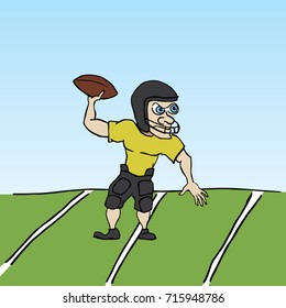 American Football Player Cartoon