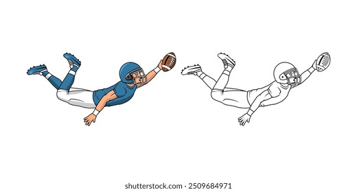 American Football Player Cartoon Character Design Illustration vetor eps formato adequado para suas necessidades de design logotipo animação ilustração etc