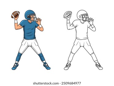 American Football Player Cartoon Character Design Illustration vector eps format suitable for your design needs logo illustration animation etc