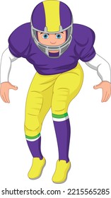 American football player cartoon on white background