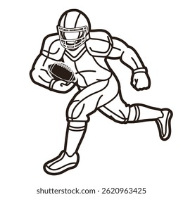 American Football Player Cartoon Outline Sport Graphic Vector
