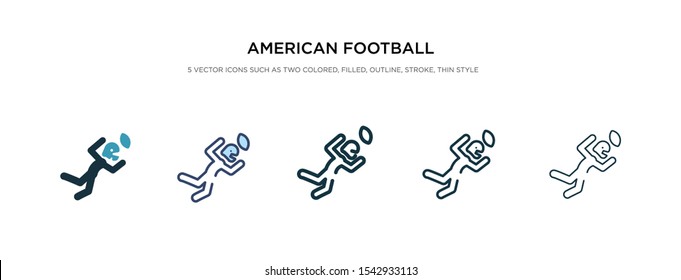 american football player catching the ball icon in different style vector illustration. two color and black american football player catching the ball vector icons designed in filled, outline,