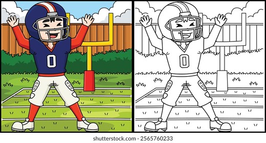 American Football Player Celebrating Illustration