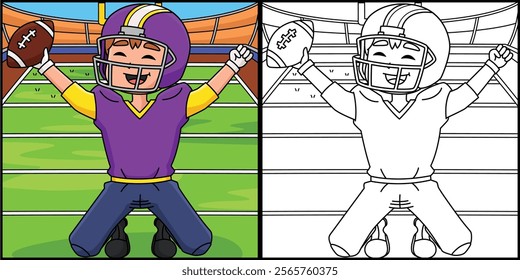 American Football Player Celebration Illustration