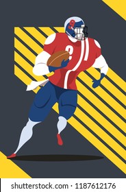 American football player. Character design vector.
