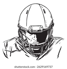 American football player close up. Editable artwork in graphic style.