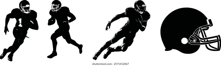 American football player collection, silhouette football player