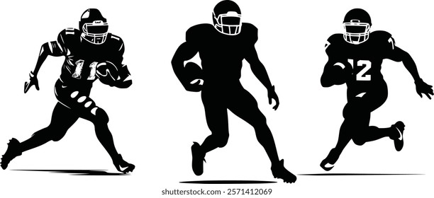 American football player collection, silhouette football player