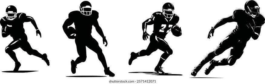 American football player collection, silhouette football player