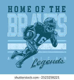 American football player in composition with lettering. Editable art for printing on t-shirts, posters, etc.