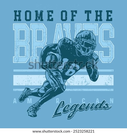 American football player in composition with lettering. Editable art for printing on t-shirts, posters, etc.