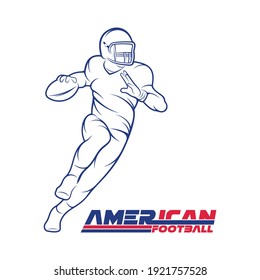 American Football Player Concept Outline Vector Illustration Design