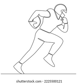 American Football player continuous line drawing vector line art