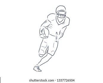 American football player contour, vector