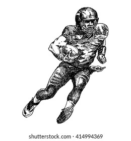 American football player - engraving