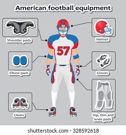 American football player equipment for training and competitions