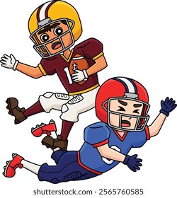 American Football Player Evading Tackle Clipart