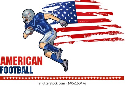 American football player and American Flag