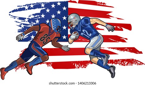 American football player and American Flag