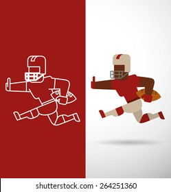 American football player, flat and line, vector 