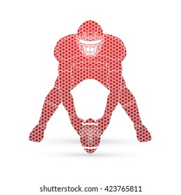 American football player front view designed using hexagon pattern graphic vector