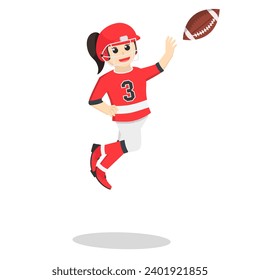 American Football Player girl catch The Ball