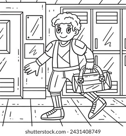 American Football Player Going Practice Coloring 