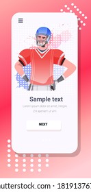 american football player happy labor day celebration self isolation online communication concept smartphone screen copy space portrait vertical vector illustration