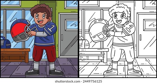 American Football Player with Helmet Illustration