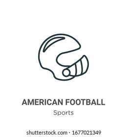 American football player helmet outline vector icon. Thin line black american football player helmet icon, flat vector simple element illustration from editable sports concept isolated stroke on white