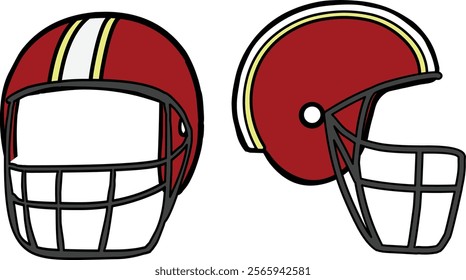 American Football Player helmet Vector Set