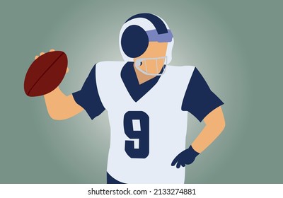 American football player holding ball