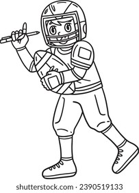 American Football Player Holding a Ball Isolated 