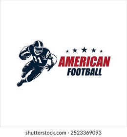 American football player holding ball, isolated vector silhouette