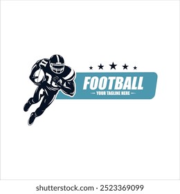 American football player holding ball, isolated vector silhouette