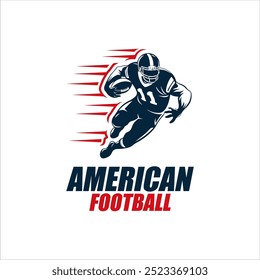 Jogador de futebol americano segurando bola, isolado vetor silhueta
