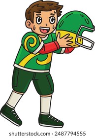 American Football Player Holding Helmet Clipart