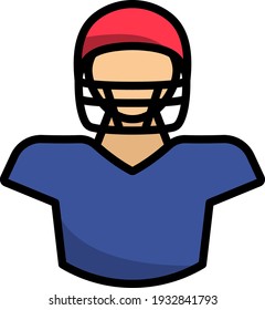 American Football Player Icon. Editable Outline With Color Fill Design. Vector Illustration.