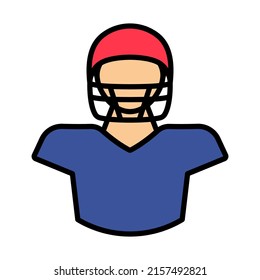 American Football Player Icon. Editable Bold Outline With Color Fill Design. Vector Illustration.