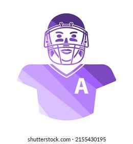 American Football Player Icon. Flat Color Ladder Design. Vector Illustration.