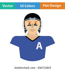 American football player icon. Flat color design. Vector illustration.