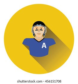 American football player icon. Flat color design. Vector illustration.