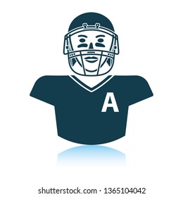 American football player icon. Shadow reflection design. Vector illustration.