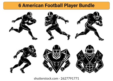 American Football Player Illustrations 6 Unique Designs Bundle
