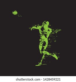 American football player, isolated grunge vector silhouette