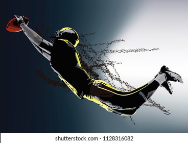 American football player isolated jumping