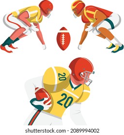 
American football player, isolated vector 