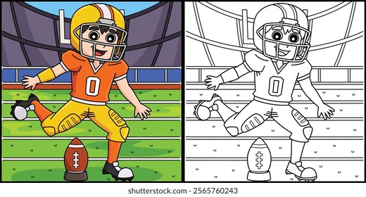 American Football Player Kick Off Illustration