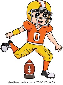 American Football Player Kick Off Cartoon Clipart