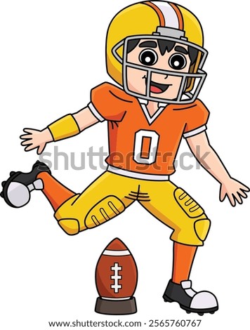 American Football Player Kick Off Cartoon Clipart